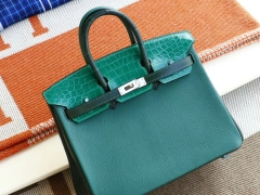 爱马仕 限量版 8种皮料拼法 金扣 birkin25CM 铂金包 纯手缝蜡线缝制工艺