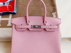 Hermes 专柜最新色 X9锦葵紫 银扣 birkin30CM 原厂Epsom皮 铂金包 纯手缝蜡线缝制工艺