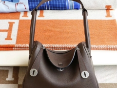 Lindy26CM老师傅纯手缝蜡线 CK47巧克力深咖啡色深棕 银扣 TC皮 琳迪包