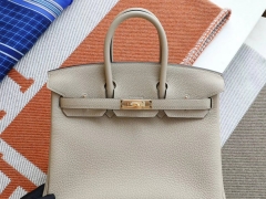 HERMES CK81斑鸠灰 金扣 Birkin25CM 法国togo小牛皮 纯手缝蜡线缝制工艺
