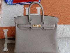 H家 M8沥青灰 Birkin25CM 铂金包法国togo小牛皮 老师傅全手缝 金扣