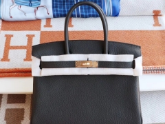 HERMES CC89黑色 金扣 Birkin30CM 法国togo小牛皮 纯手缝蜡线缝制