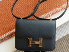 HERMES CC89黑色 金扣 迷你 Constance14CM 空姐包 原厂Epsom皮 纯手工手缝工艺技术