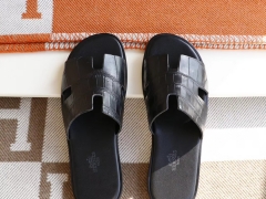 H男拖鞋 夏季旅游沙滩必备 雾面鳄鱼 黑色38-45码