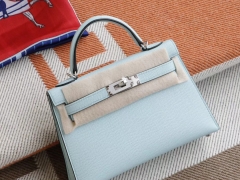 H家 3P马卡龙 银扣 Minikelly二代 原厂Epsom皮 迷你凯莉包 纯手缝蜡线缝制工艺