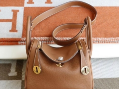 爱马仕 CK37金棕 金扣 迷你Lindy20CM 法国TC皮 H家老师傅纯手缝蜡线 琳迪包