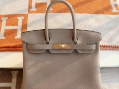 爱马仕 Ck81浅灰 金扣 Birkin30CM 法国Epsom小牛皮 纯手缝蜡线缝制工艺