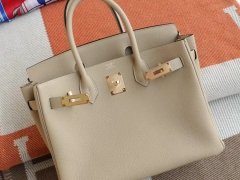 爱马仕 S2风衣灰 Birkin30CM 铂金包法国togo小牛皮 老师傅全手缝 金扣