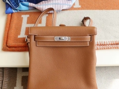 Hermes CK37金棕 银扣 Kellyado背包 原厂Clemence皮 法国蜡线纯手缝