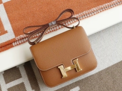 爱马仕 CK37金棕 Constance19CM 空姐包 原厂Epsom皮 金扣 纯手工手缝工艺制作