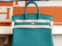 爱马仕 U1维也纳绿 银扣 Birkin25CM 法国togo小牛皮 纯手缝蜡线缝制工艺