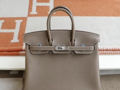 爱马仕 Ck18大象灰 银扣 Birkin25CM 铂金包法国togo小牛皮 老师傅全手缝