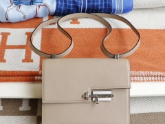 HERMES Ck81斑鸠灰 Verrou 24CM 机枪包 插销包 原厂Swift皮 老师傅顶级纯手工缝制