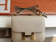Hermes S2风衣灰 Constance24CM 空姐包 原厂Epsom皮 金扣 纯手工手缝工艺制作