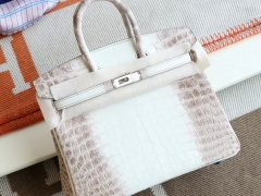 H家 喜马拉雅鳄鱼白 Birkin25CM 铂金包 永垂不朽的经典颜色 高贵 纯手缝蜡线