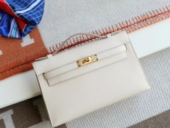 H家 宴会手挽款 CC10奶昔白 金扣 Minikelly一代 原厂Epsom皮 迷你凯莉包 纯手缝蜡线缝制