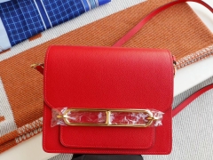 H家 Q5中国红 Roulis19CM 猪鼻子包 原厂evercolor皮 顶级纯手缝工艺缝制