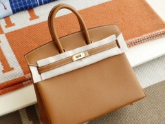 爱马仕 CK37金棕 金扣 birkin25CM 原厂Epsom皮 铂金包 纯手缝蜡线缝制工艺