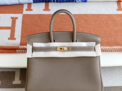 爱马仕 Ck18大象灰 金扣 Birkin25CM 法国togo小牛皮 纯手缝蜡线缝制工艺