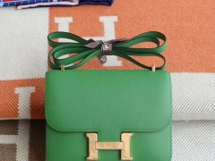 爱马仕 1k竹子绿 Constance19CM 空姐包 原厂Epsom皮 金扣 纯手工手缝工艺