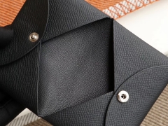 Hermes 黑色 手工制作 H家小卡包Epsom皮 可装20多张卡和小零钱硬币