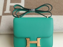 爱马仕 4U丝绒绿 Constance24CM 空姐包 原厂Epsom皮 金扣 纯手工手缝工艺