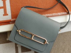 HERMES 新色 63杏仁绿 玫瑰金扣 Roulis24CM 猪鼻子包 原厂Epsom皮 顶级纯手缝工艺缝制