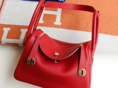 Hermes K1石榴红 金扣 Lindy26CM 法国TC皮 H家老师傅纯手缝蜡线 琳迪包