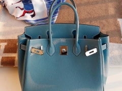 爱马仕 CK75牛仔蓝 Birkin30CM 法国togo小牛皮 纯手缝蜡线缝制工艺