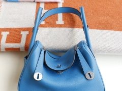 HERMES 7W伊兹密尔蓝 Lindy30CM 法国TC皮 H家老师傅纯手缝蜡线 琳迪包