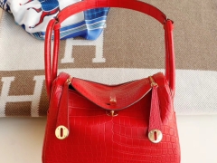 HERMES 客订 总监蜡线手缝 Lindy30CM Q5国旗红中国红 金扣 鲜艳十足