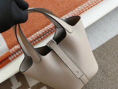 HERMES S2风衣灰 银扣 Picotin Lock 菜篮子mini 14CM 原厂TC皮 纯手缝手工缝制
