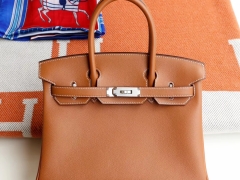 HERMES 基本款百搭 CK37金棕 Birkin30CM 铂金包法国togo小牛皮 老师傅全手缝 银扣