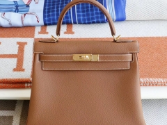 Hermes CC37金棕 内缝 金扣 Kelly28CM 原厂Togo皮 凯丽凯莉包 纯手缝蜡线缝制
