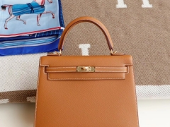 爱马仕 CK37金棕 金扣 Kelly25CM 原厂Epsom皮 凯利凯莉包 纯手缝蜡线缝制工艺