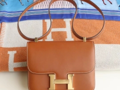 HERMES Ck37金棕 Constance24CM 空姐包 原厂马鞍皮皮 金扣 纯手工手缝工艺