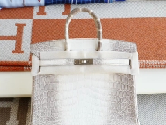 HERMES 爱马仕 客户定制 专柜进口喜马拉雅鳄鱼皮 银扣 Birkin25CM 老师傅全手工缝制工艺