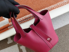 HERMES L3玫瑰紫 银扣 Picotin Lock 菜篮子mini 14CM 原厂TC皮