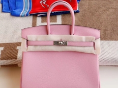 Hermes 专柜最新色 X9锦葵紫 银扣 birkin25CM 原厂Epsom皮 铂金包 纯手缝蜡线缝制工艺