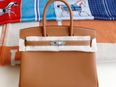 爱马仕 Ck37金棕 银扣 Birkin30CM 法国Epsom小牛皮 纯手缝蜡线缝制工艺