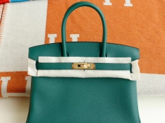 爱马仕 Z6孔雀绿 Birkin30CM 铂金包法国togo小牛皮 老师傅全手缝 金扣