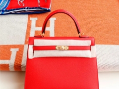 HERMES 专柜最新色 S3心红色金扣 Kelly28CM 原厂Epsom皮 凯丽凯莉包 纯手缝蜡线