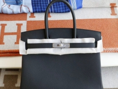 HERMES CC89黑色 银扣 Birkin30CM 法国Epsom小牛皮 纯手缝蜡线缝制工艺