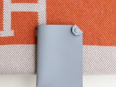 HERMES 手工蜡线Dogon H家小护照夹 护照包 Epsom海鸥灰