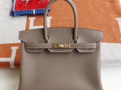 HERMES CK18大象灰 Birkin30CM 原厂Epsom皮 纯手缝蜡线缝制 铂金包