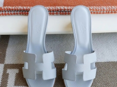 爱马仕 Hermes 白色 H中跟4.5拖鞋 Epsom 34-42码