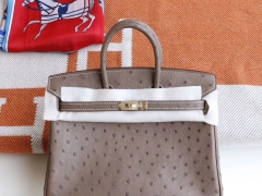 HERMES Birkin25CM Ck18大象灰 南非Kk鸵鸟皮 老师傅全手缝 金扣