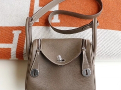 爱马仕 CK18大象灰 迷你Lindy20CM 法国TC皮 H家老师傅纯手缝蜡线 琳迪包