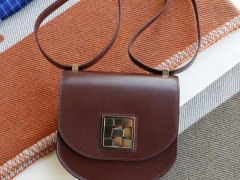 HERMES 马赛克包 酒红色box皮 金扣 老师傅手工缝制工艺技术
