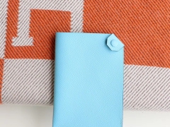 HERMES 手工蜡线Dogon H家小护照夹 护照包 Epsom 天空蓝